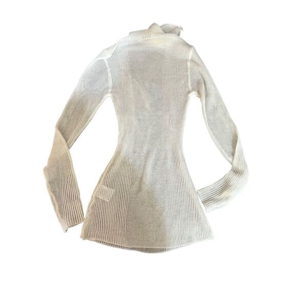 Revolve SER.O.YA Sweater Womens Sz S White Piper Turtleneck Ribbed Sheer Linen - Picture 4 of 14
